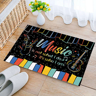 Alternative view of Music Is Not What I Do It's Who I Am Music Classroom Decorations Entrance Indoor Outdoor Decorative Doormat