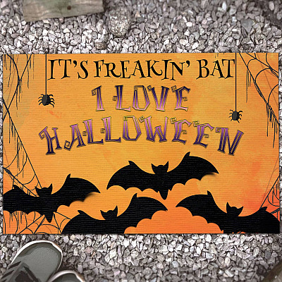 It's Freakin' Bats I Love Halloween Doormat Halloween Decorations Entrance Indoor Outdoor Decorative Doormat
