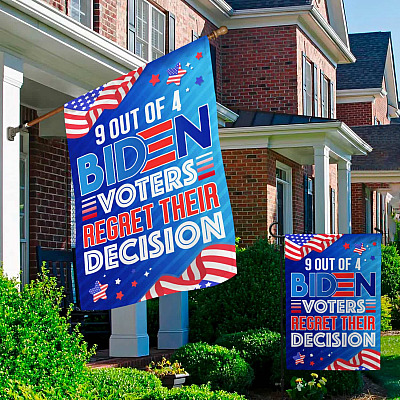 Alternative view of 9 Out Of 4 Biden Voters Regret Their Decision Flag - Anti Biden Is Not My President House Flag - Wall Flag