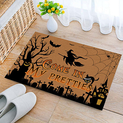 Alternative view of Come in My Pretties Funny Halloween Witch Decor Halloween Decorations Entrance Indoor Outdoor Decorative Doormat