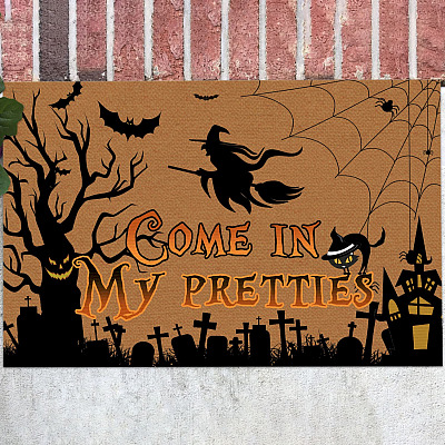 Come in My Pretties Funny Halloween Witch Decor Halloween Decorations Entrance Indoor Outdoor Decorative Doormat