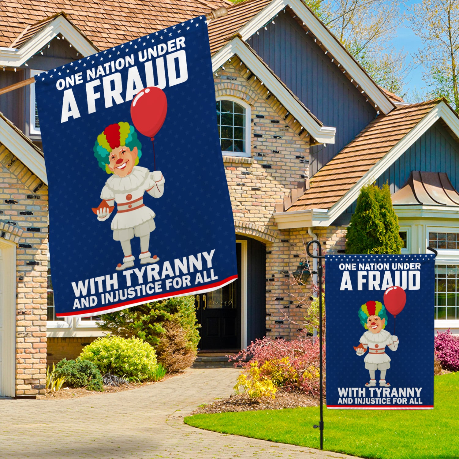 5KT. Clawn Joe Biden One Nation Fraud 30X40 Garden & House Mockup 3