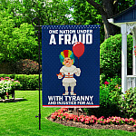 5KT. Clawn Joe Biden One Nation Fraud 30X40 Garden Flag Mockup 2