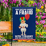 5KT. Clawn Joe Biden One Nation Fraud 30X40 Garden Flag Mockup 4