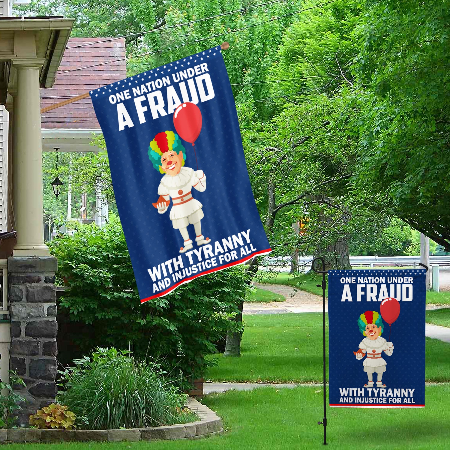 5KT. Clawn Joe Biden One Nation Fraud 30X40 Garden & House Mockup 1