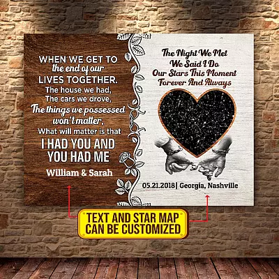 Personalized Couple Names Star Map Wall Art - When We Get To The End Of Our Lives Together Anniversary Custom Night Sky Canvas Poster