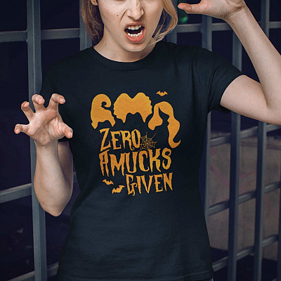 Alternative view of Zero Amucks Given Shirt Funny Hocus Halloween Party T-Shirt Pocus