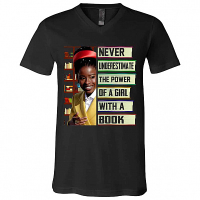 Never Underestimate Tshirt, Black, V-Neck T-Shirt
