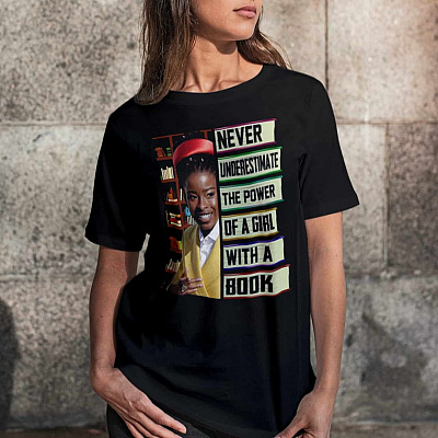 Alternative view of Never Underestimate the Power Of A Girl With A Book Amanda Gorman T-Shirt - V-Neck Tee - Youth Tee