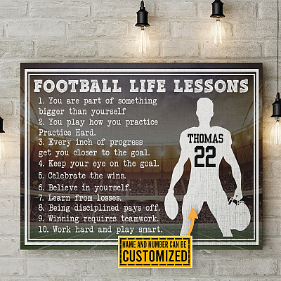 Personalized Football Life Lessons Wrapped Framed Canvas Prints - Unframed Poster