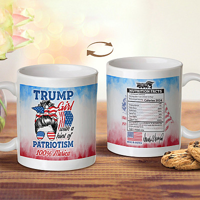 Alternative view of Nutrition Facts Trump Girl With A Hint Of Patriotism Coffee Mug - Trump Train Travel Bottle