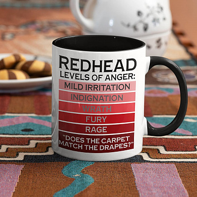 Redhead Levels of Anger Redhead Gifts for Women Accent Mug