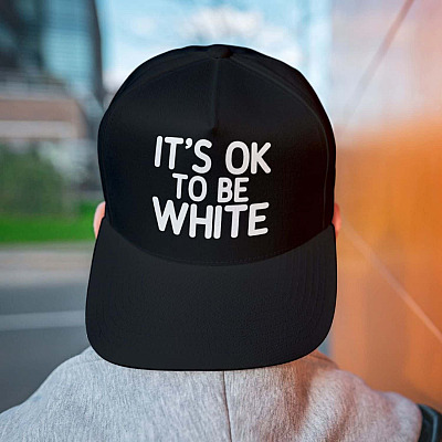 Alternative view of It's Ok to Be White - I'm White and I'm Proud Twill Cap - High-Profile Snapback Hat - Trucker Hat