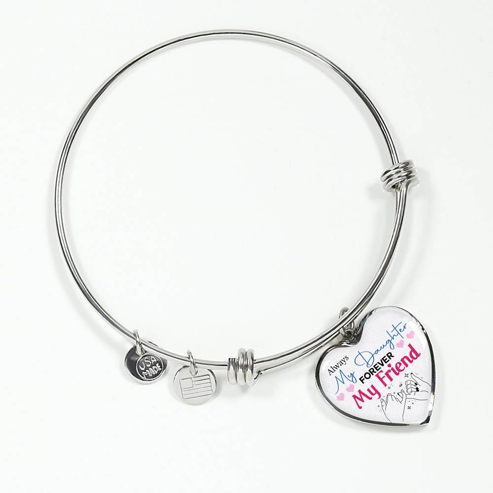 Always My Daughter Forever My Friend Mom and Daughter Matching Gifts Heart Pendant Necklace - Bangle