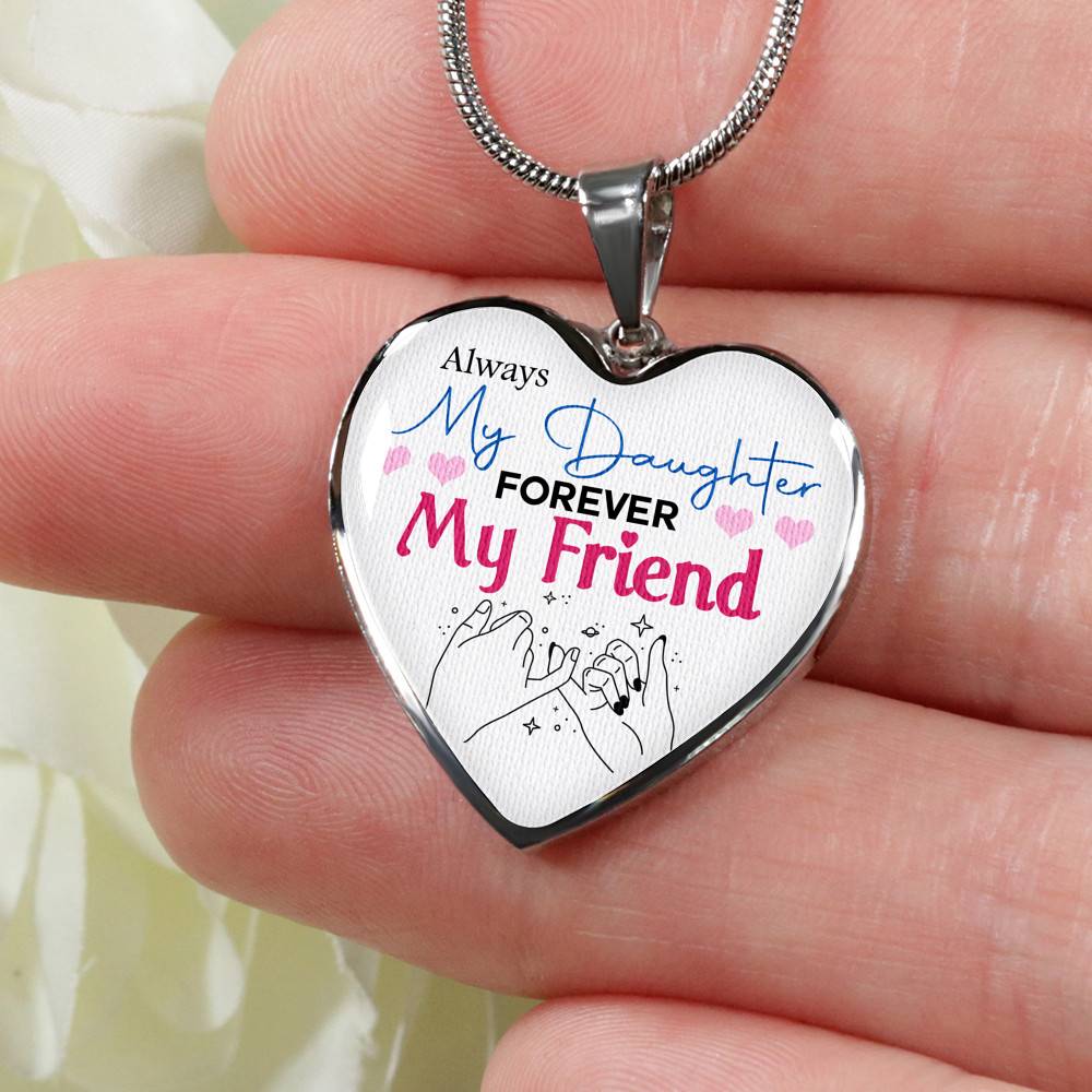 Always My Daughter Forever My Friend Mom and Daughter Matching Gifts Heart Pendant Necklace - Bangle