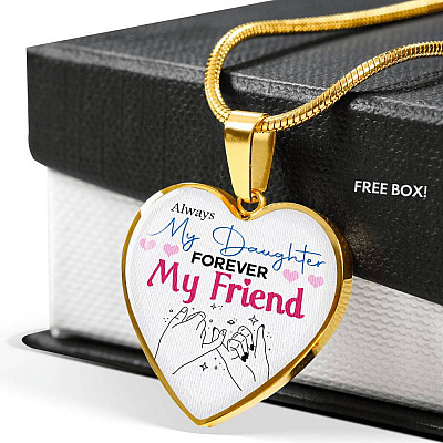 Always My Daughter Forever My Friend Mom and Daughter Matching Gifts Heart Pendant Necklace - Bangle