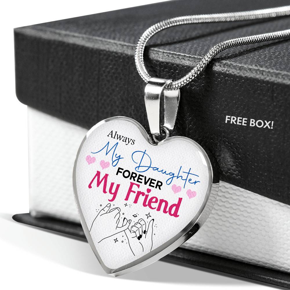 Always My Daughter Forever My Friend Mom and Daughter Matching Gifts Heart Pendant Necklace - Bangle