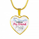 Always My Daughter Forever My Friend Mom and Daughter Matching Gifts Heart Pendant Necklace - Bangle