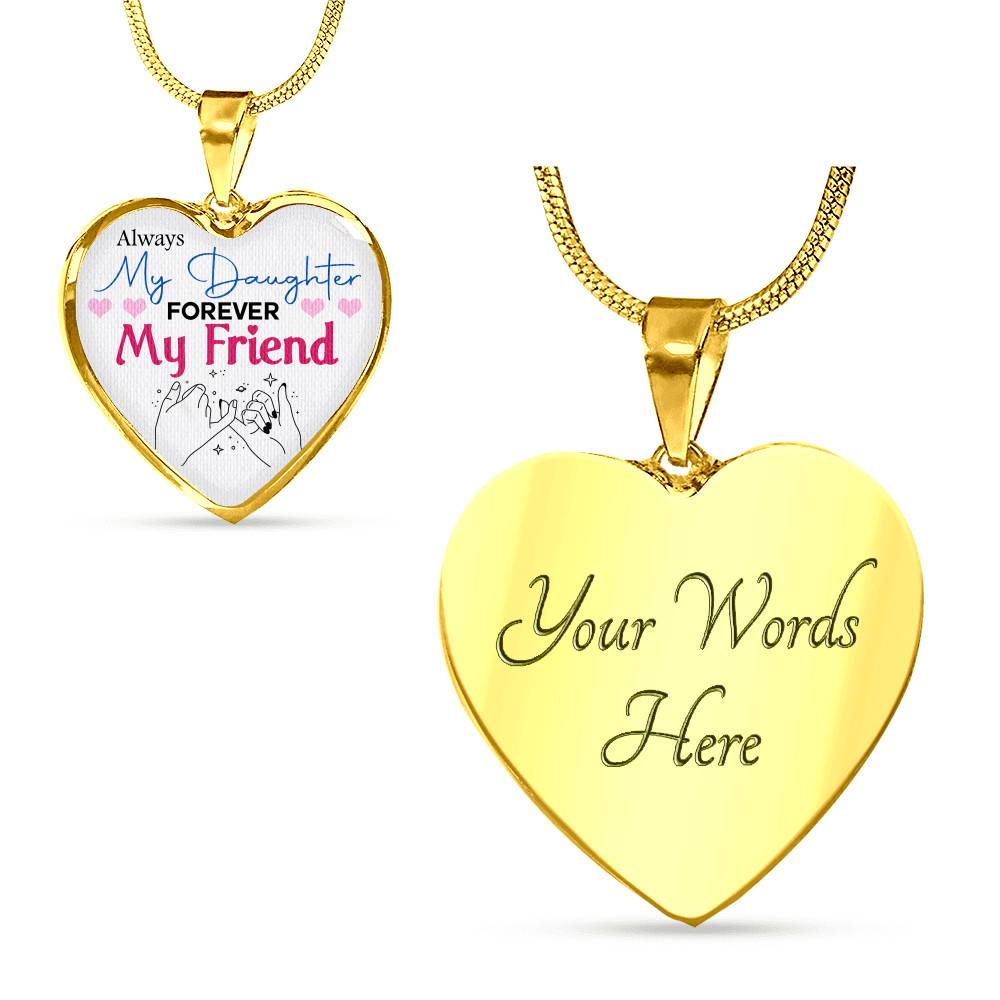 Always My Daughter Forever My Friend Mom and Daughter Matching Gifts Heart Pendant Necklace - Bangle