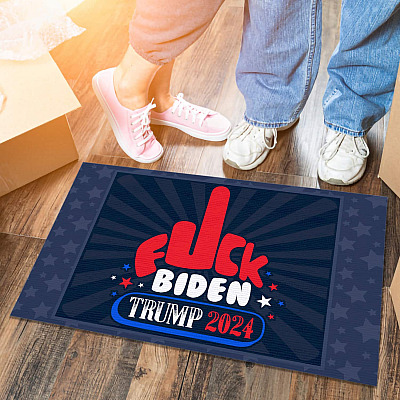 Alternative view of Fuck Biden Trump 2024 Doormat - Trump Supporter Anti Biden Indoor Outdoor Doormat