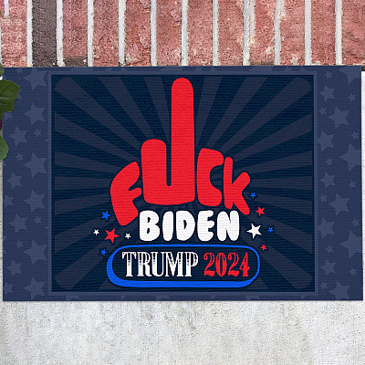 Fuck Biden Trump 2024 Doormat - Trump Supporter Anti Biden Indoor Outdoor Doormat