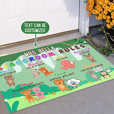 Alternative view of Personalized Classroom Rules Indoor Doormat - Custom Name Teacher Classroom Outdoor Door Mat