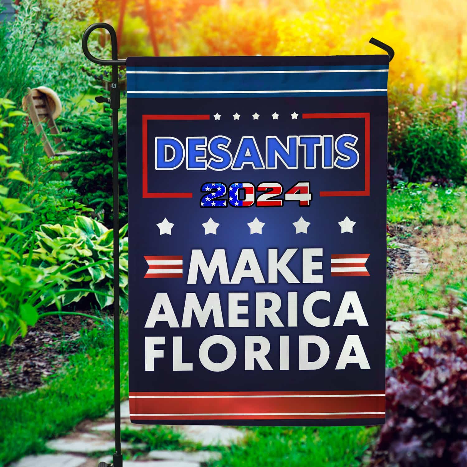 2O. DeSantis 2024-30x40 Garden Flag Mockup 1