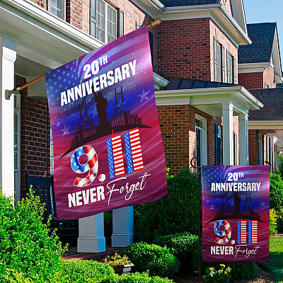 Alternative view of Never Forget 9/11/2001 Garden Flag - 20th Anniversary 9/11 House Flag - Patriot Day Wall Flag