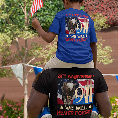Alternative view of In Memory of 911 Never Forget All Gave Some Some Gave All 20 Years Anniversary Back Print Shirt - 9/11 20th Anniversary Shirt