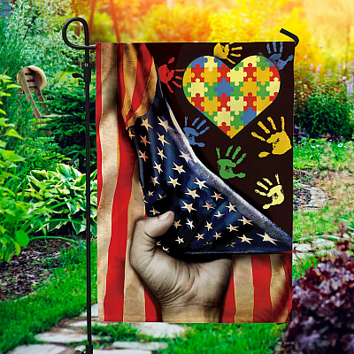 Autism Awareness American Decorative Garden Flag - Indoor Outdoor Flag - House Flag