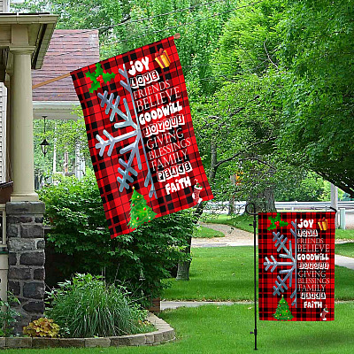 Alternative view of Joy Love Friend Believe Joyous Garden Flag - Christmas Decor House Flag - Outdoor Christmas Flag