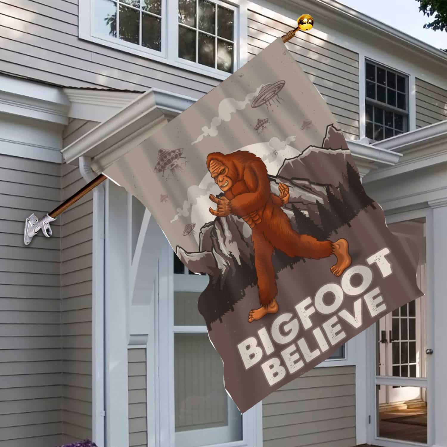 12BN. Bigfoot Believe 30X40 House Flag Mockup 6