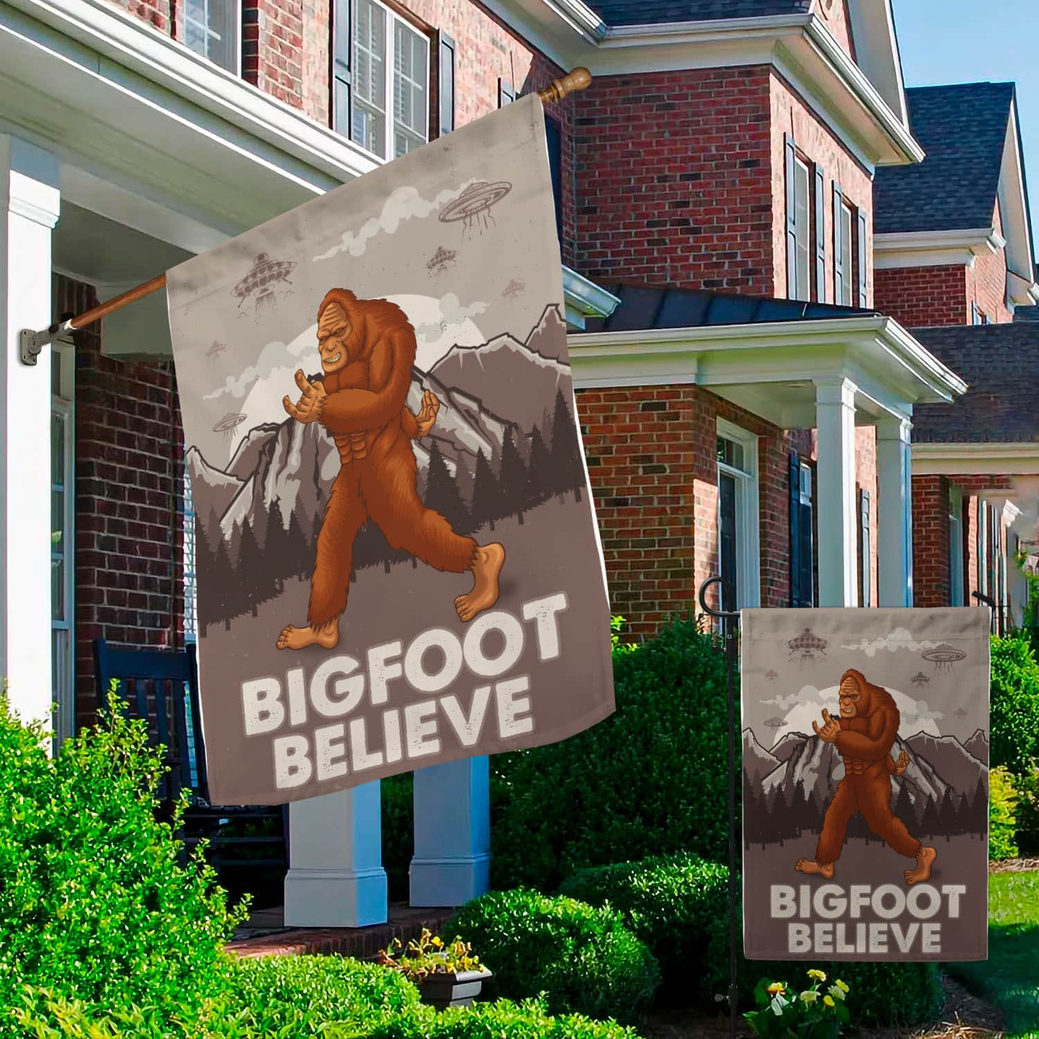 12BN. Bigfoot Believe 30X40 Garden & House Mockup 2