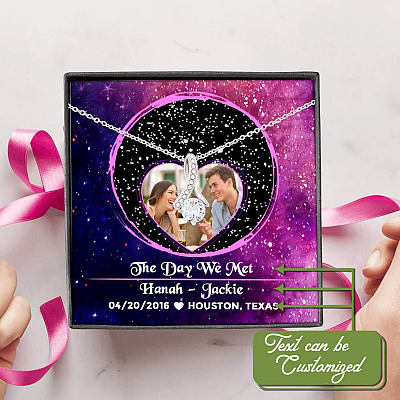 Alternative view of The Night Sky Couple Story Of Us Personalized Photo Star Map Message Card Alluring Necklace - Custom Names Anniversary Star Map Necklace