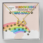 Dog Mom I Crossed the Rainbow Bridge Knowing That I Was Loved Infinity Hearts Pendant Necklace - Infinity Heart Necklace (18K Yellow Gold)
