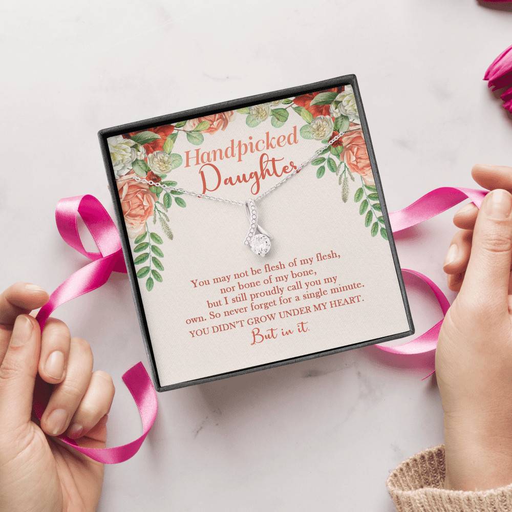 Handpicked Daughter Alluring Beauty Necklace - Jewelry Gifts For Adopted Child From Mom Dad Adoption Keepsake