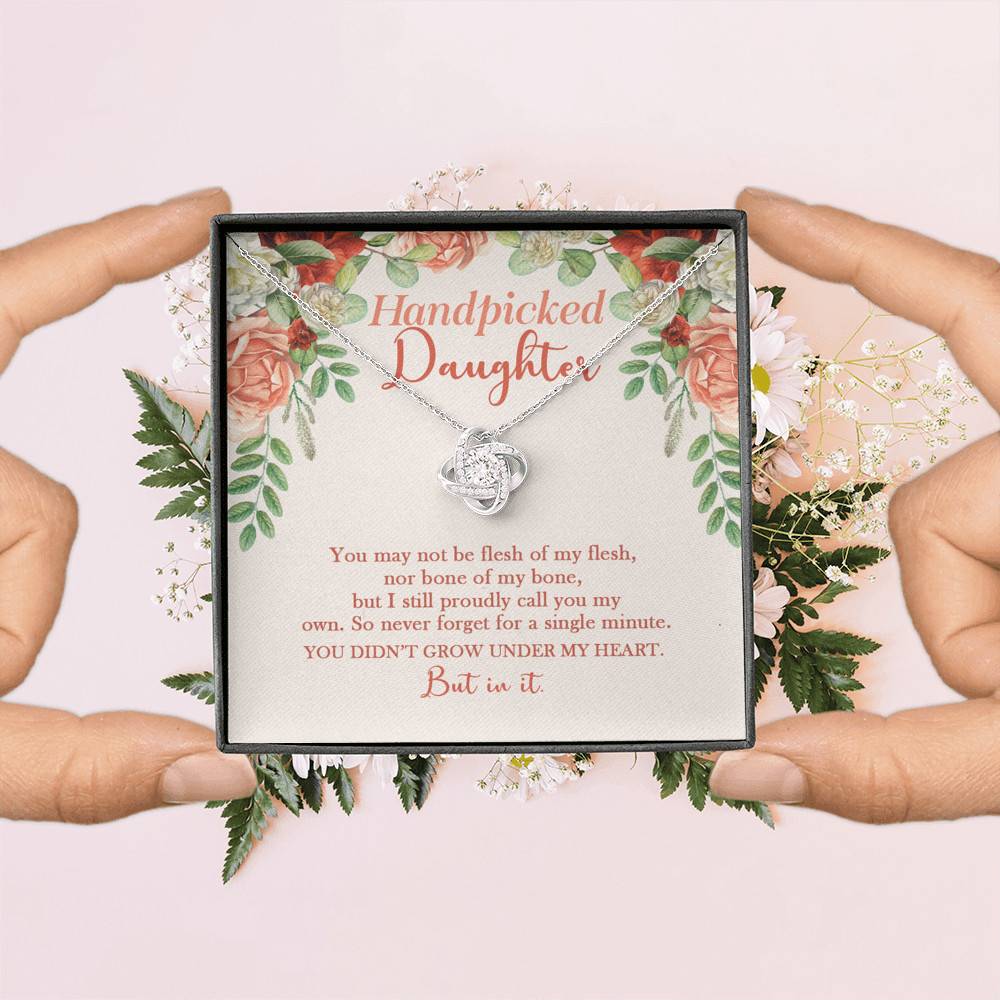 Handpicked Daughter Love Knot Necklace - Jewelry Gifts For Adopted Child From Mom Dad Adoption Keepsake