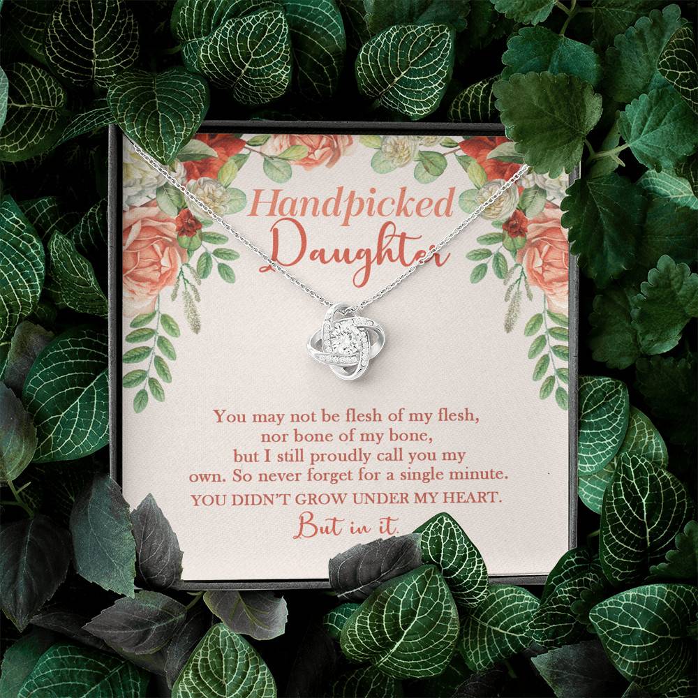 Handpicked Daughter Love Knot Necklace - Jewelry Gifts For Adopted Child From Mom Dad Adoption Keepsake