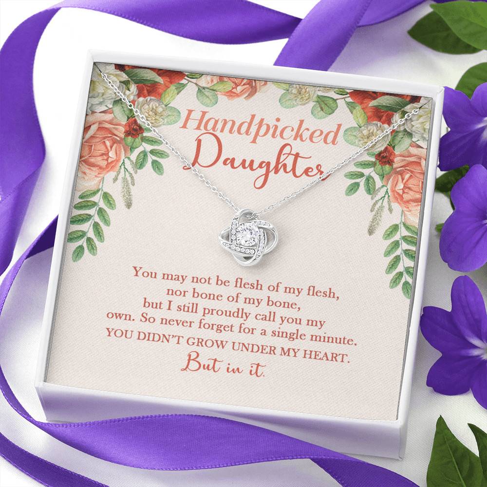 Handpicked Daughter Love Knot Necklace - Jewelry Gifts For Adopted Child From Mom Dad Adoption Keepsake