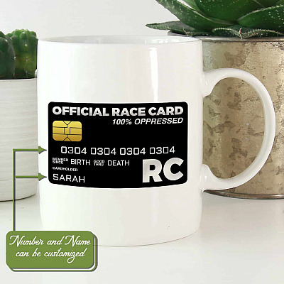 Personalized Black Official Race Card Coffee Mug - Beer Stein - Water Bottle - Color Changing Mug