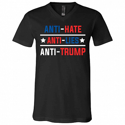 Anti Trump tee, Black, V-Neck T-Shirt