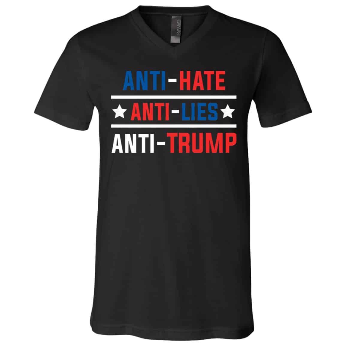 Anti Trump tee, Black, V-Neck T-Shirt