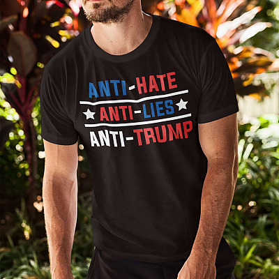 Alternative view of Anti Hate Anti Lies Anti Trump T-Shirt - Trump Is Not My President V-Neck Tee