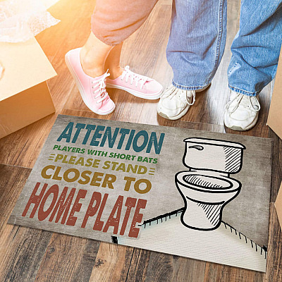 Attention Players With Short Bats Please Stand Closer To Home Plate Baseball Indoor Outdoor Doormat