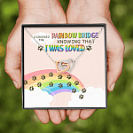 Dog Mom I Crossed the Rainbow Bridge Knowing That I Was Loved Interlocking Hearts Pendant Necklace