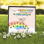 Dog Mom I Crossed the Rainbow Bridge Knowing That I Was Loved Interlocking Hearts Pendant Necklace