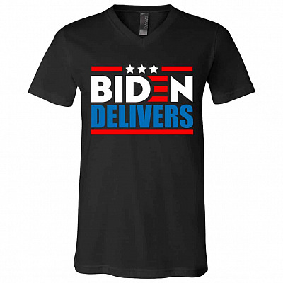 Biden Delivers T-Shirt, Black, V-Neck T-Shirt