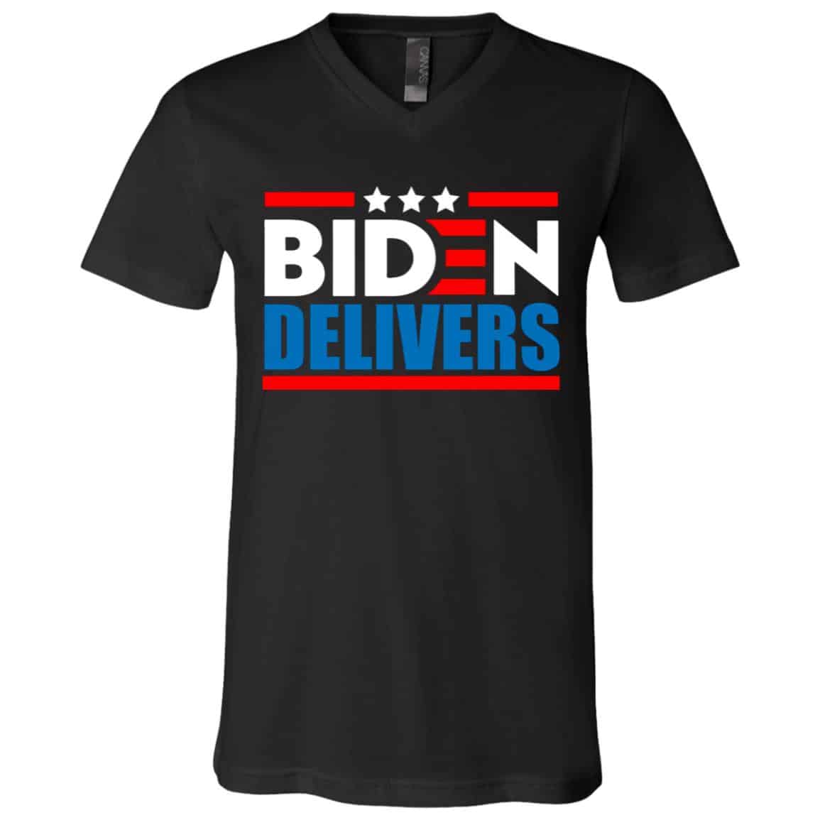 Biden Delivers T-Shirt, Black, V-Neck T-Shirt