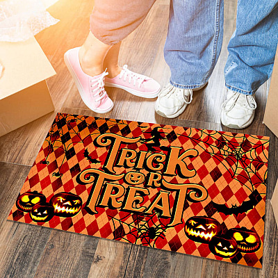 Trick Or Treat Indoor Outdoor Doormat - Halloween Pumpkin Doormat