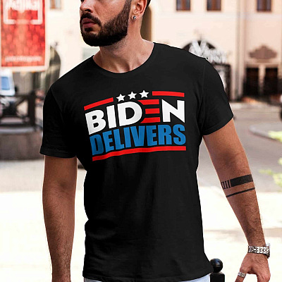 Alternative view of Biden Delivers T-Shirt - Pro Biden Is My President V-Neck Tee